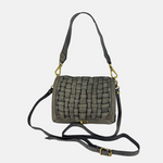 Campomaggi PERLA Woven Flap Crossbody Bag in Cement Grey Big Bag NY extra strap