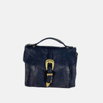 Campomaggi PORZIA Small Black Satchel Bag with Gold Buckle