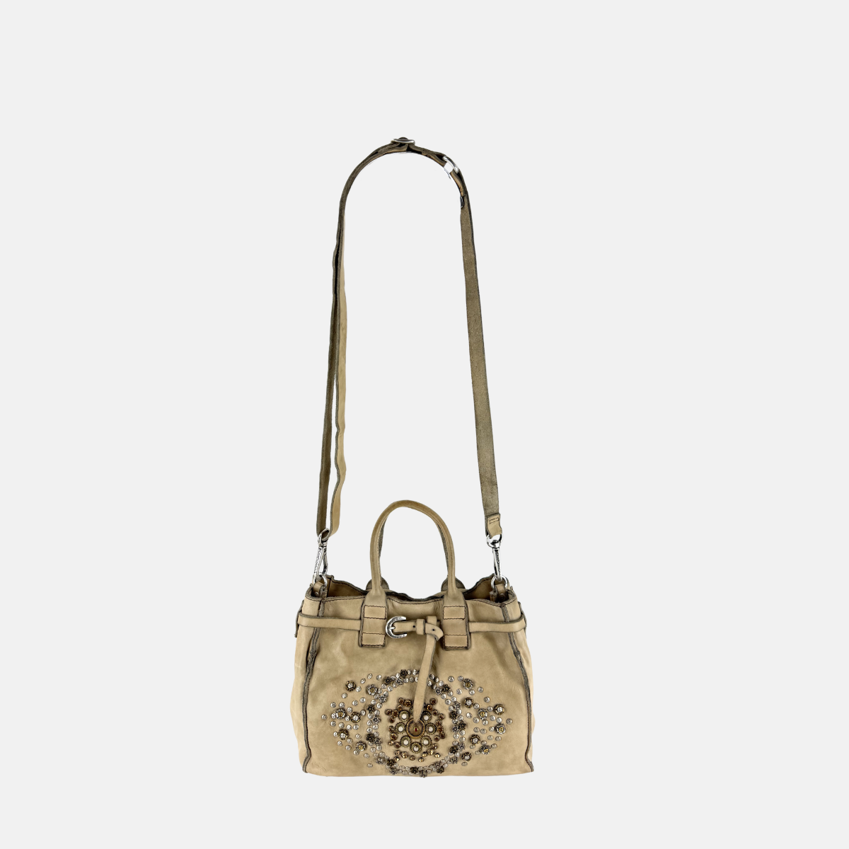 Campomaggi ROSSELLA Studded Beige Top Handle Tote - Big Bag NY