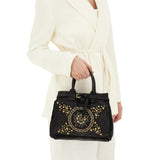 Campomaggi ROSSELLA Studded Black Top Handle Tote - BIG BAG NY