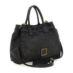 Campomaggi ROSSELLA Studded Black Top Handle Tote - BIG BAG NY