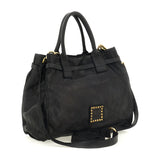 Campomaggi ROSSELLA Studded Black Top Handle Tote - BIG BAG NY