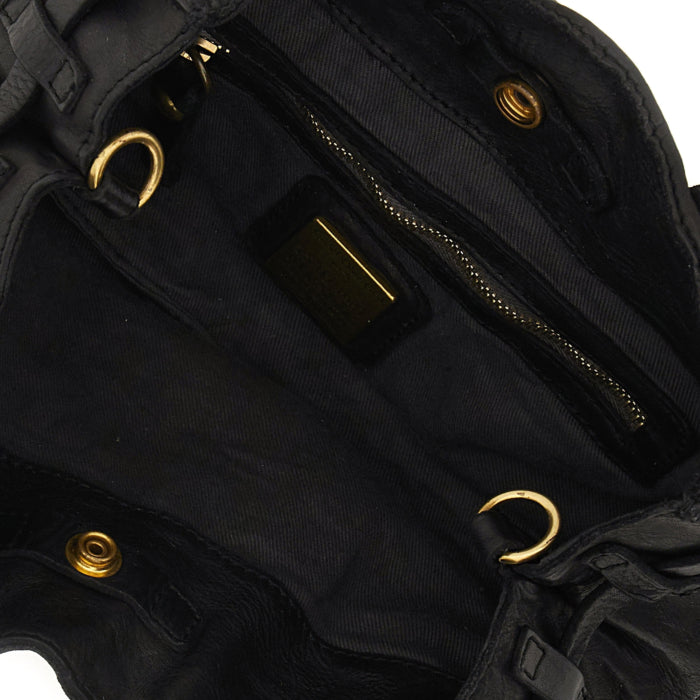 Campomaggi ROSSELLA Studded Black Top Handle Tote - BIG BAG NY