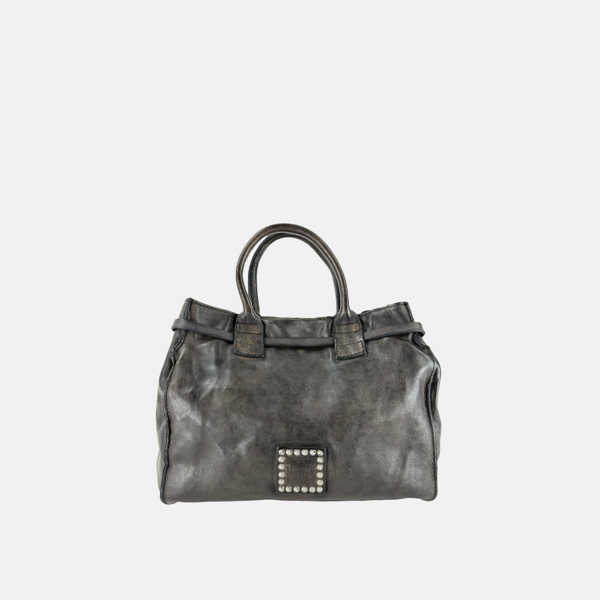 Campomaggi ROSSELLA Studded Brown Top Handle Tote - Big Bag NY