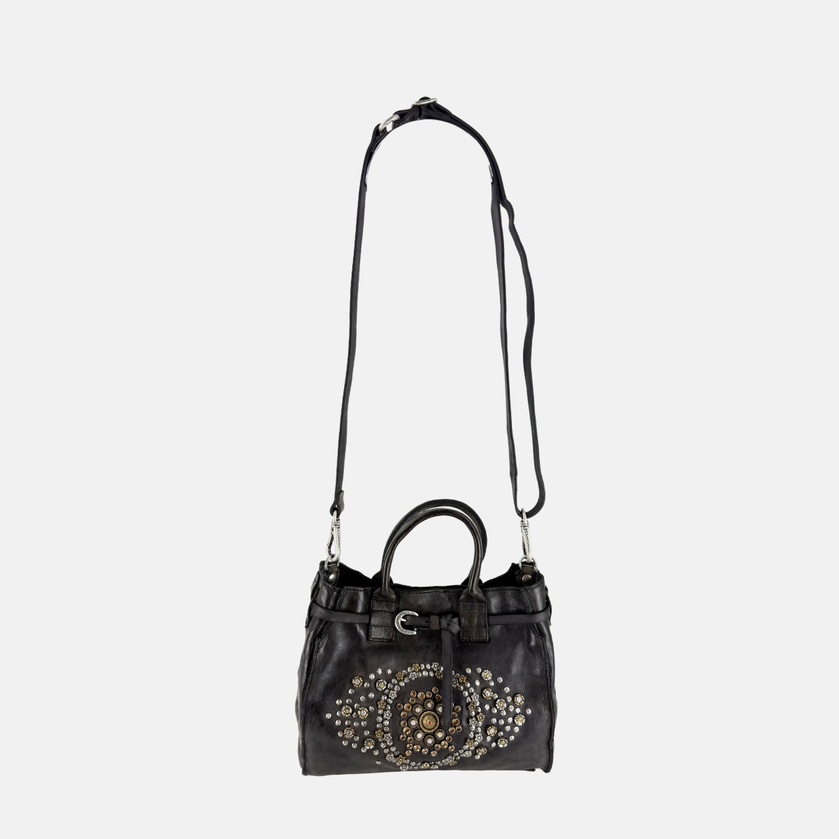 Campomaggi ROSSELLA Studded Brown Top Handle Tote - Big Bag NY