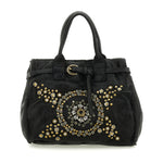 Campomaggi ROSSELLA Studded Top Handle Tote in Black - BIG BAG NY