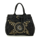 Campomaggi ROSSELLA Studded Top Handle Tote in Black - BIG BAG NY