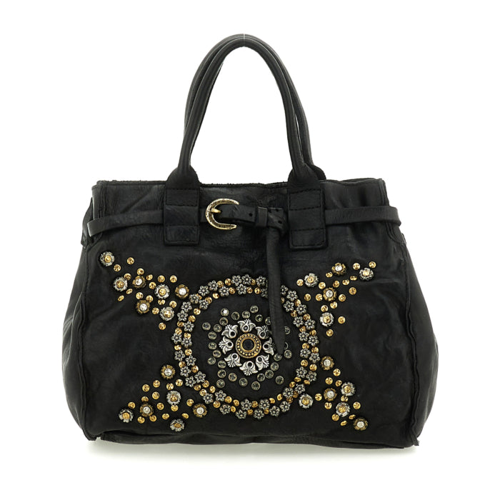 Campomaggi ROSSELLA Studded Top Handle Tote in Black - BIG BAG NY