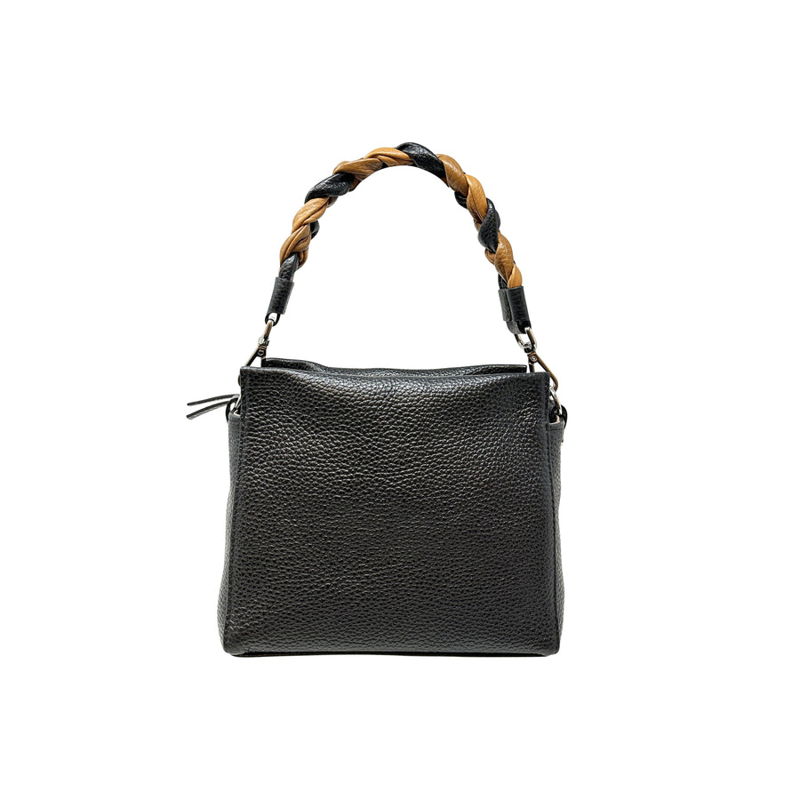 Mini Leather Handbag with Braided Handle