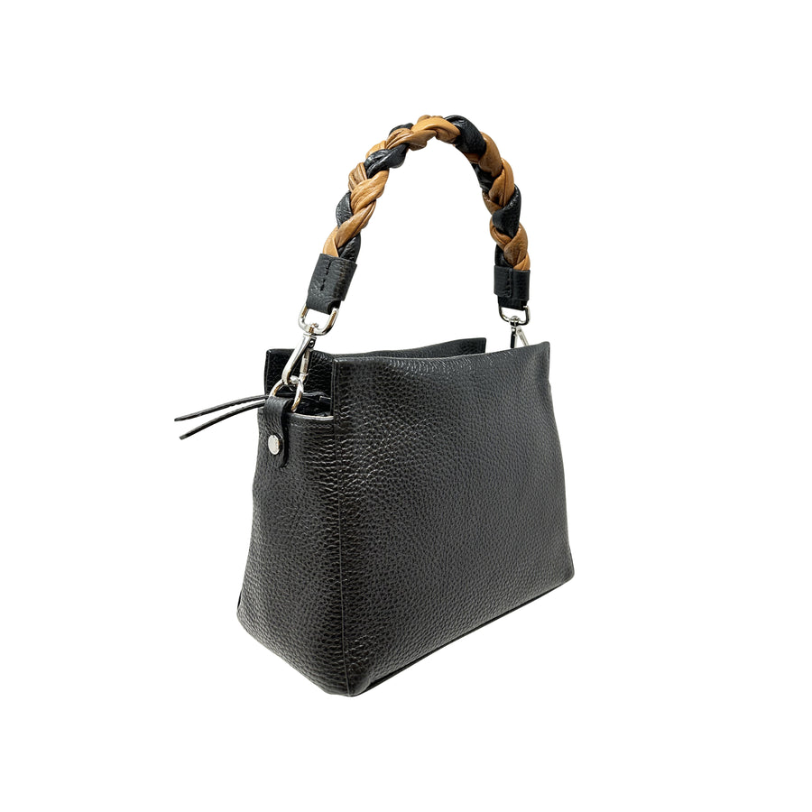 Mini Leather Handbag with Braided Handle