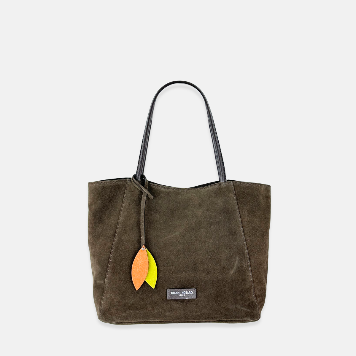 Carol J Basic Wide Tote Bag in Chocolate Brown Suede - Big Bag NY