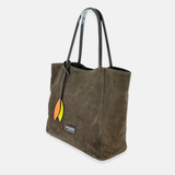 Carol J Basic Wide Tote Bag in Chocolate Brown Suede - Big Bag NY