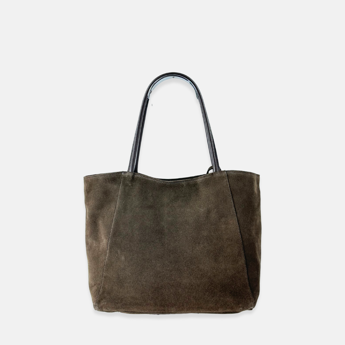 Carol J Basic Wide Tote Bag in Chocolate Brown Suede - Big Bag NY