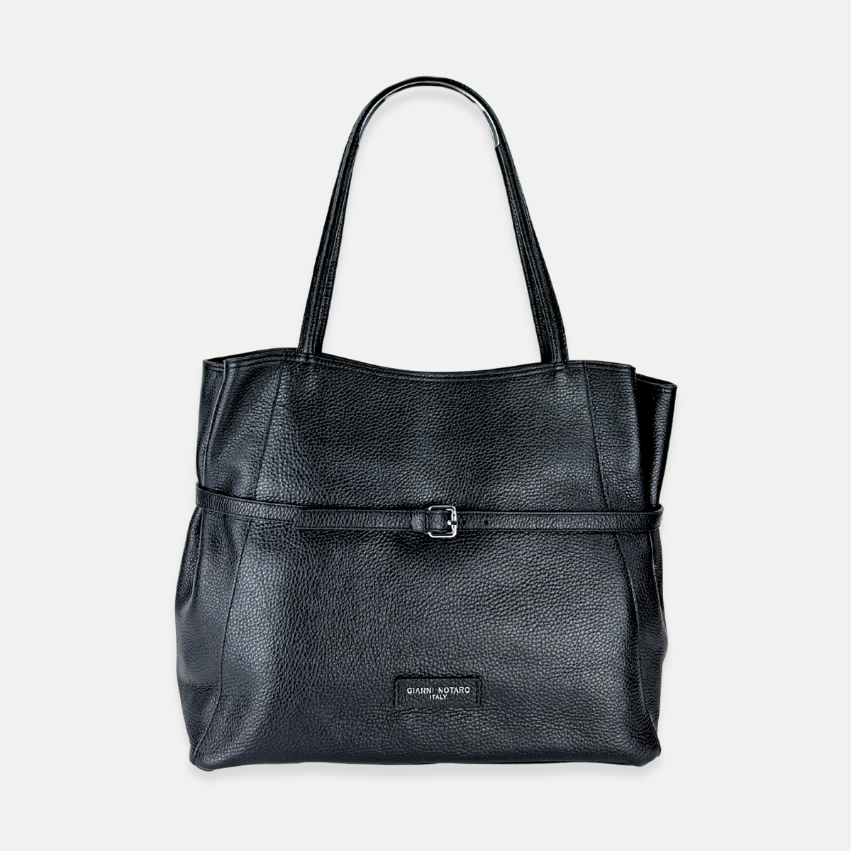 Carol J Belted Vertical Tote Bag in Pebble Leather - Big Bag NY