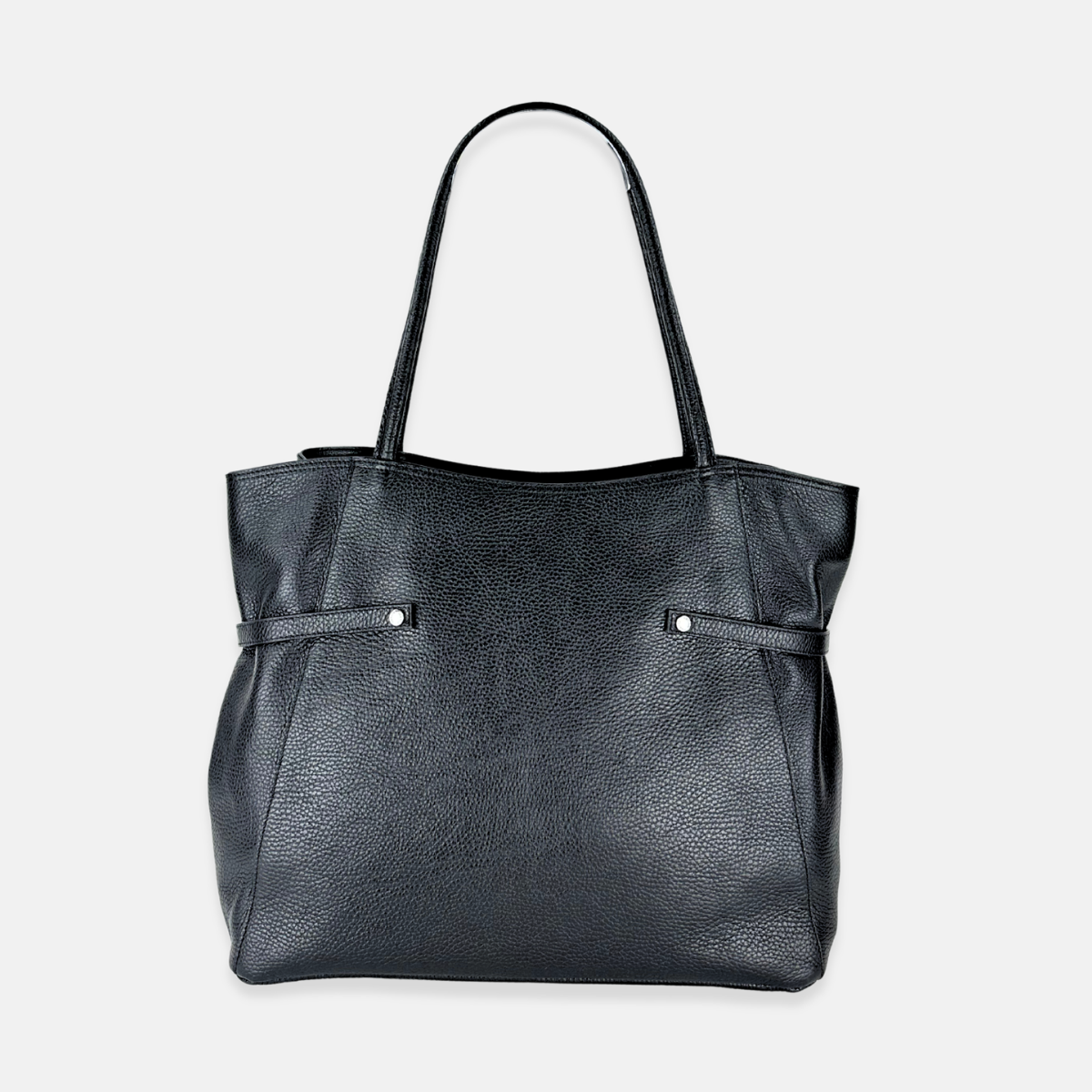 Carol J Belted Vertical Tote Bag in Pebble Leather - Big Bag NY