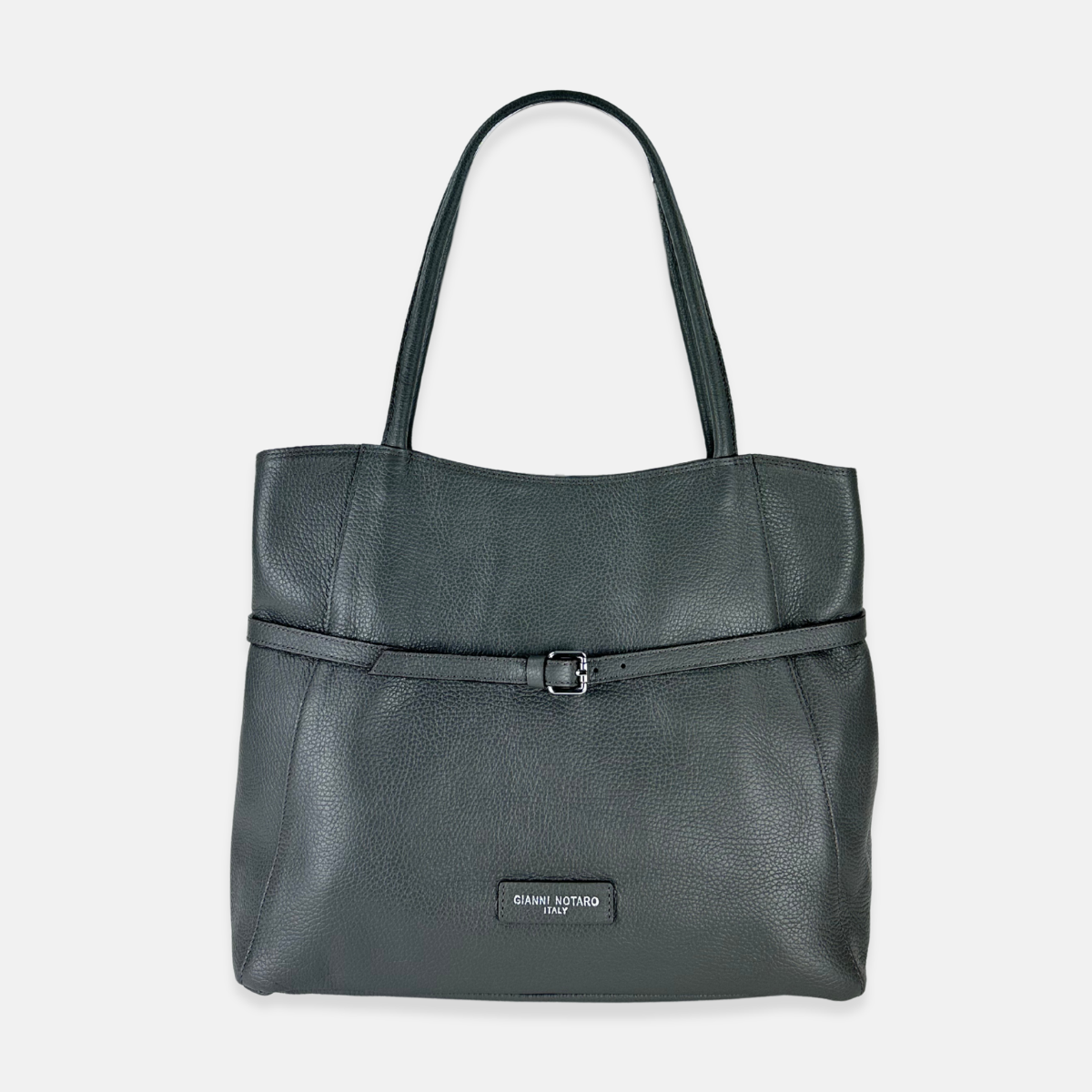 Carol J Belted Vertical Tote Bag in Pebble Leather - Big Bag NY
