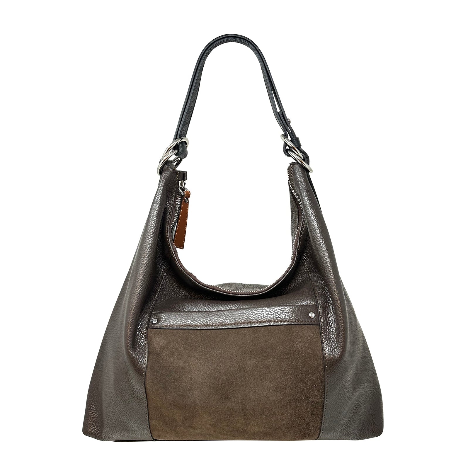 Carol J Large Brown Suede and Leather Shoulder Bag Brown - Big Bag NY