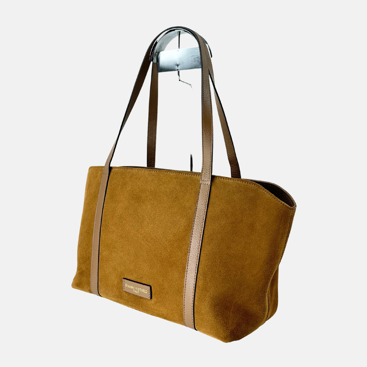 Carol J Large Suede Shoulder Tote in Caramel- Big Bag NY