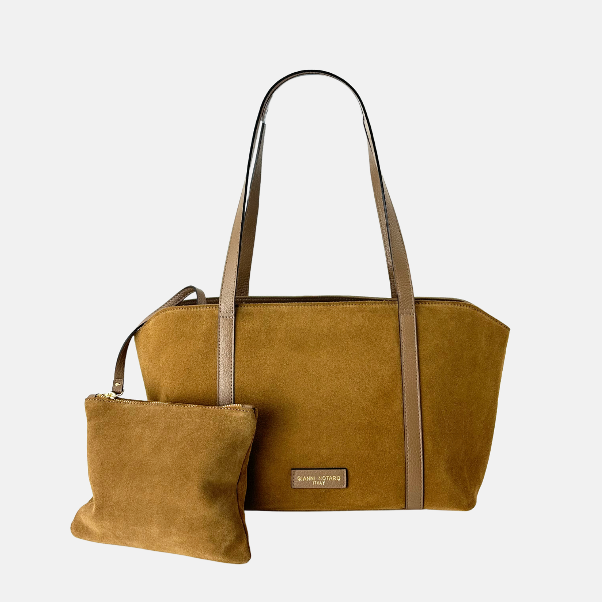 Carol J Large Suede Shoulder Tote in Caramel- Big Bag NY