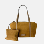 Carol J Large Suede Shoulder Tote in Caramel- Big Bag NY