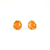 Carved Medium Carnelian Prong Set Earrings - Big Bag NY
