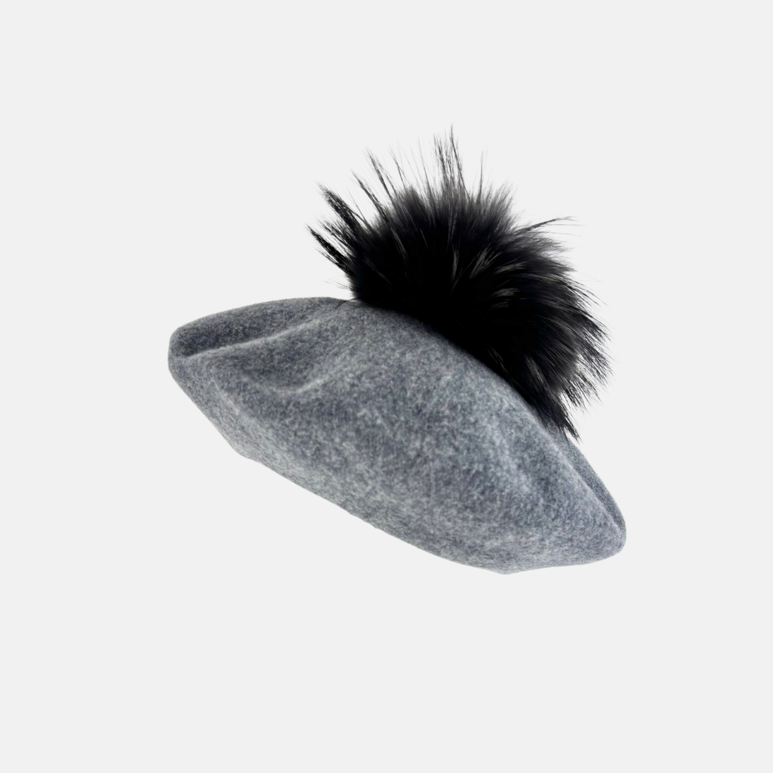 Cashmere Pom-Pom Beret Charcoal - Big Bag NY