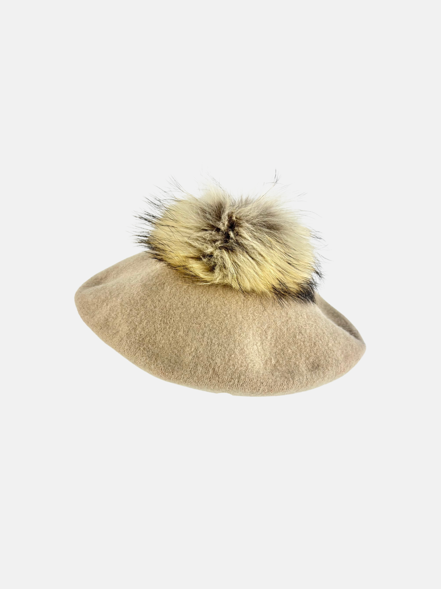 Cashmere Pom-Pom Beret Cream - Big Bag NY