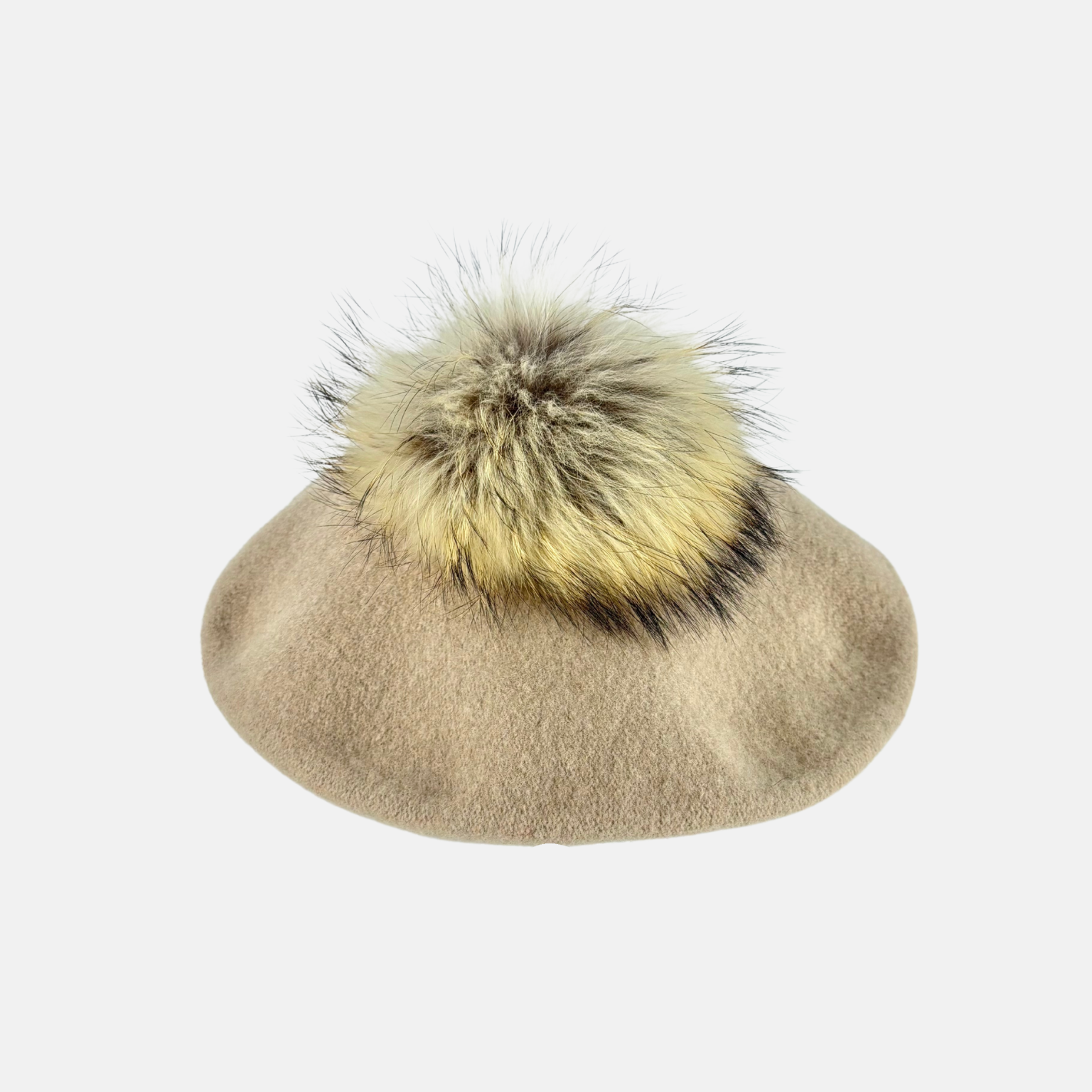 Cashmere Pom-Pom Beret Cream - Big Bag NY