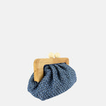Caterina Bertini Small Bamboo Frame Clutch in Blue - Big Bag NY