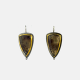 Large Shield Smokey Agate Drop Earrings