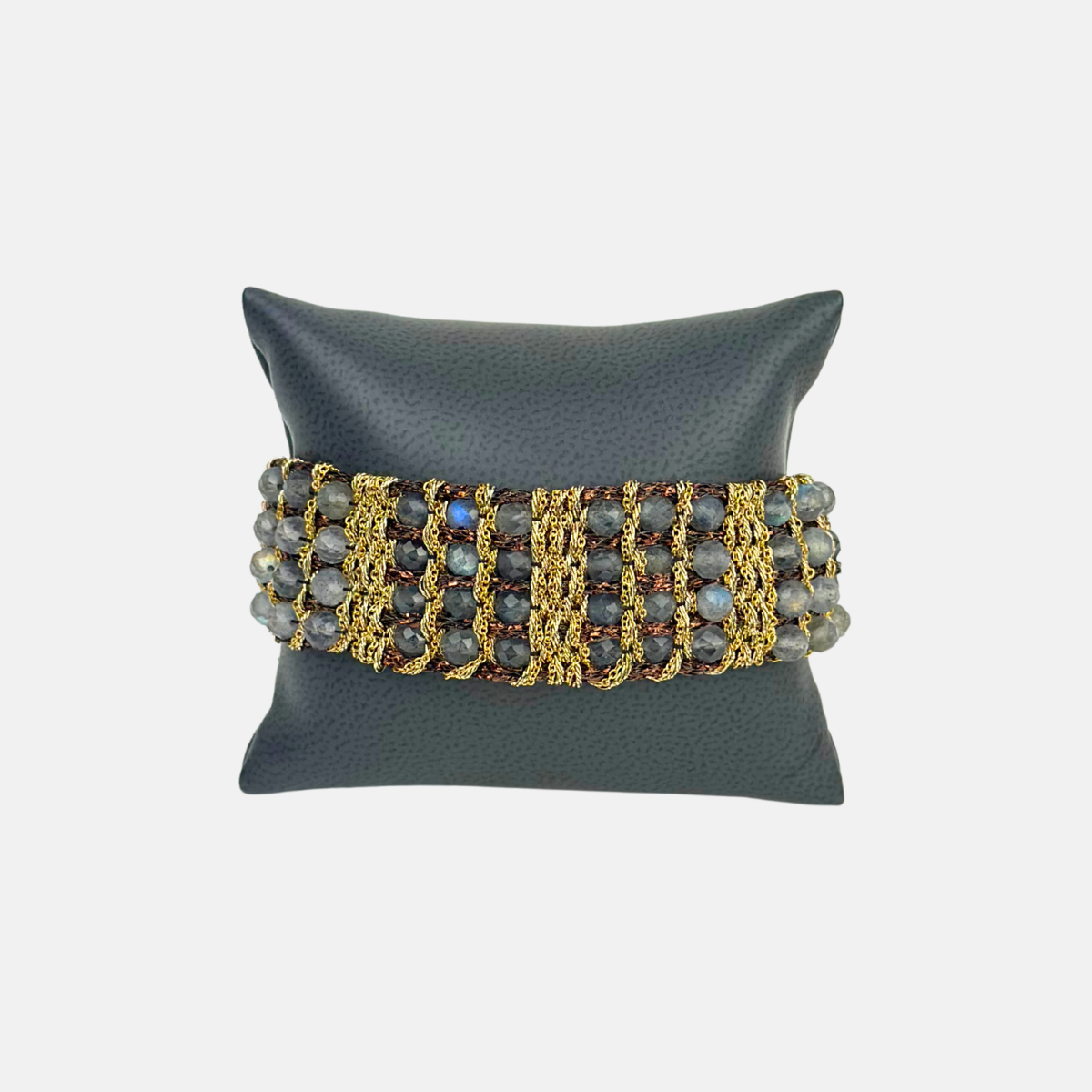 DAG Gioielli Muamara Madras XL Woven Bracelet with Grey Labradorite - Big Bag NY
