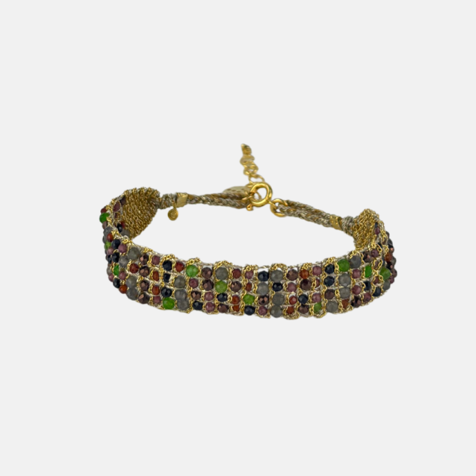 DAG Gioielli Woven Bracelet with Multicolor Gemstones - Big Bag NY