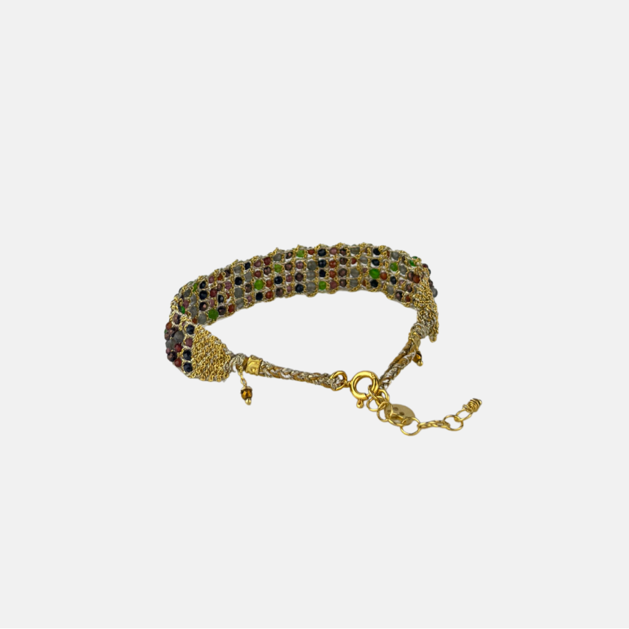 DAG Gioielli Woven Bracelet with Multicolor Gemstones - Big Bag NY