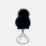  Angiolo Frasconi Cashmere Ribbed Pom Pom Hat - Big Bag NY