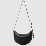Large Black Leather Half Moon Bag