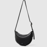 Large Black Leather Half Moon Bag