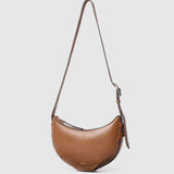 Large Cognac Leather Half Moon Bag