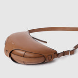 Large Cognac Leather Half Moon Bag