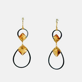 Dana Kellin Dark Silver and Double Smoky Quartz Long Dangle Hoop Earrings - Big Bag NY