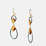 Dana Kellin Dark Silver and Double Smoky Quartz Long Dangle Hoop Earrings - Big Bag NY