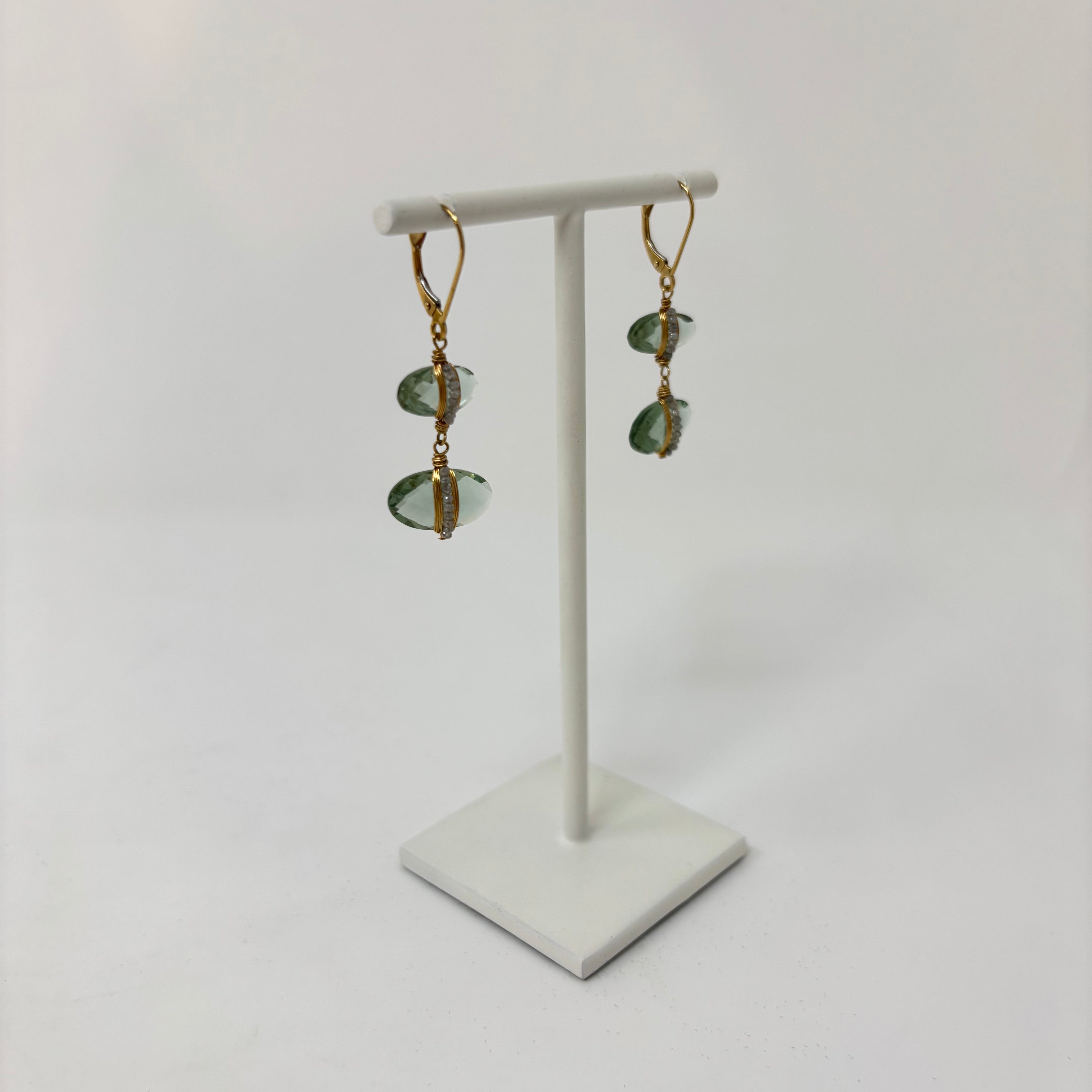 Dana Kellin Fluorite Almond Double Drop Earrings - Big Bag NY