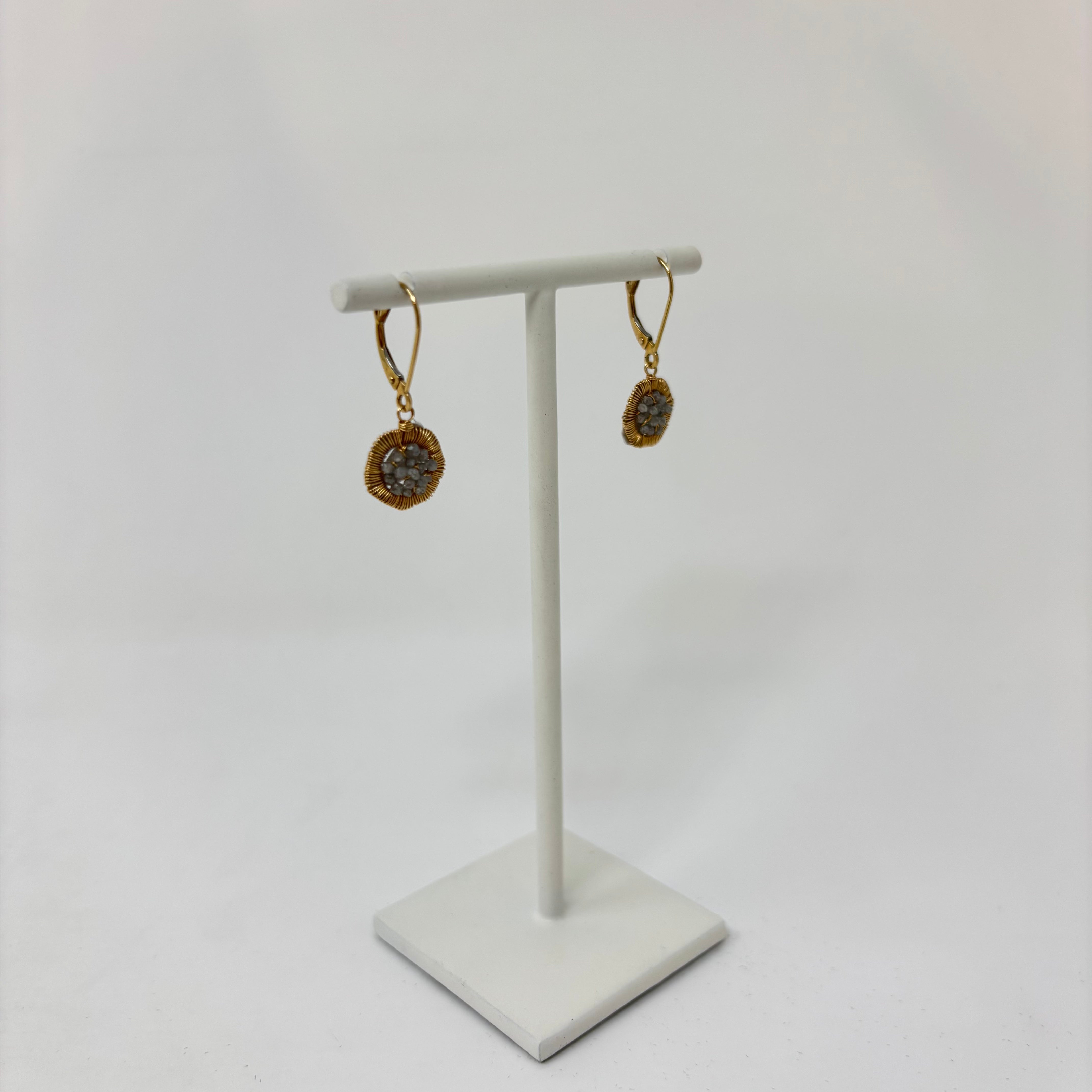 Dana Kellin Grey Diamond Cluster Drop Earrings - Big Bag NY