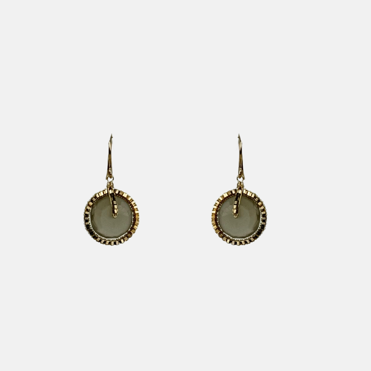 Dana Kellin Grey Moonstone Circle Drop Earrings - Big Bag NY