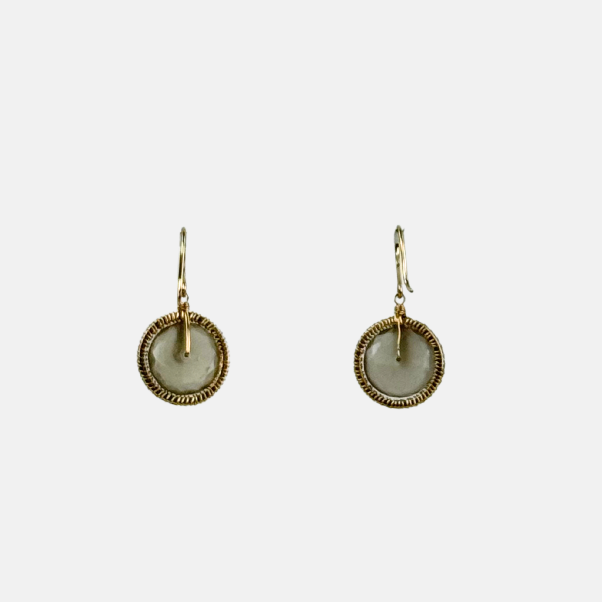 Dana Kellin Grey Moonstone Circle Drop Earrings - Big Bag NY
