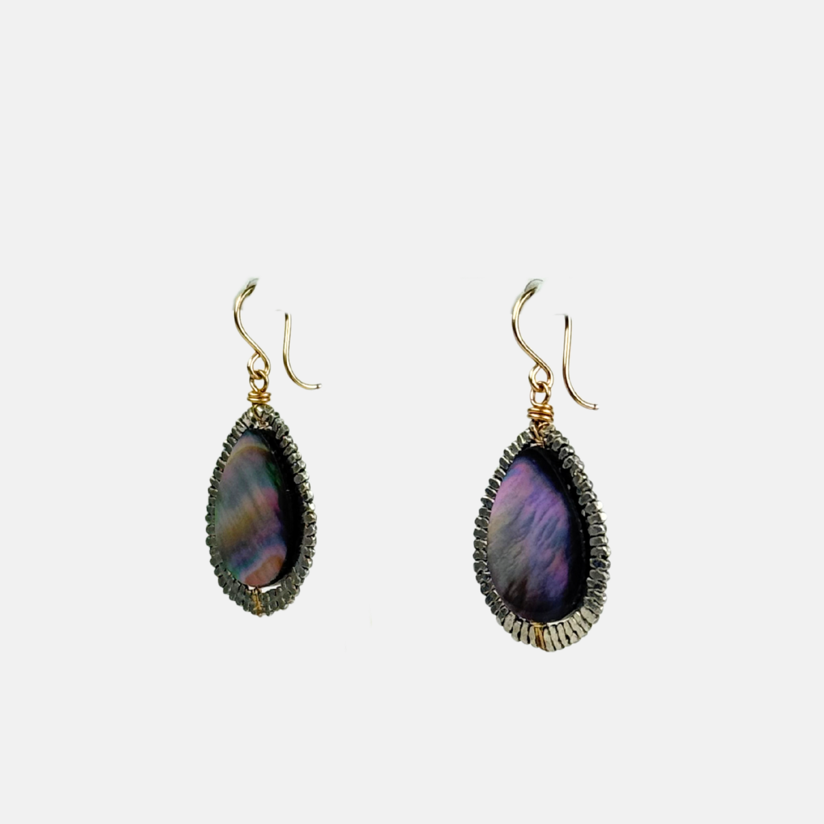 Dana Kellin Large Silver Abalone Teardrop Earrings - Big Bag NY