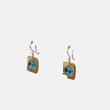 Dana Kellin London Blue Topaz Square Gold Frame Drop Earrings - Big Bag NY