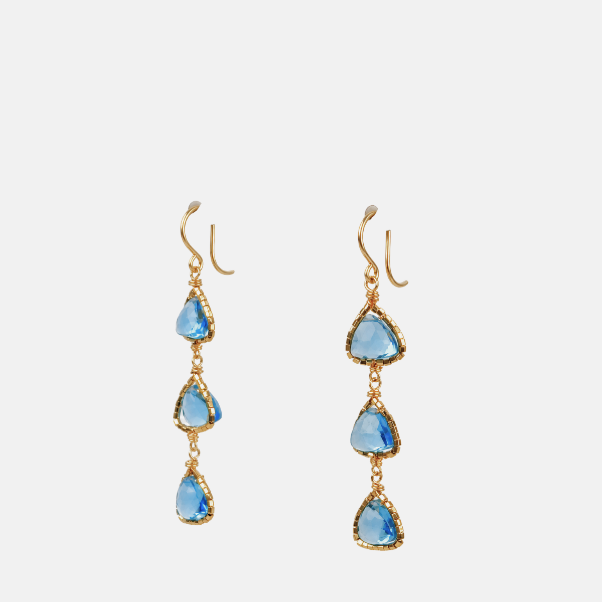Dana Kellin London Blue Topaz Three Drop Earrings - Big Bag NY