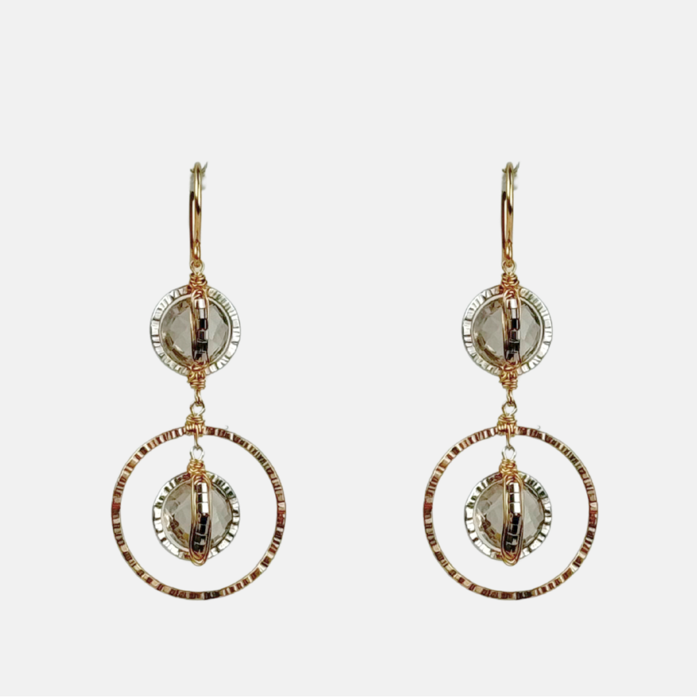 Dana Kellin Smoky Quartz Mixed Metal Double Circle Earrings - Big Bag NY