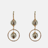 Dana Kellin Smoky Quartz Mixed Metal Double Circle Earrings - Big Bag NY