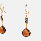 Dana Kellin Whiskey Quartz and Silver Pyrite Dangle Earrings - Big Bag NY